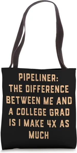 4x Pipeliner College Money Welds Pipeline Trade School Funny Tote Bag