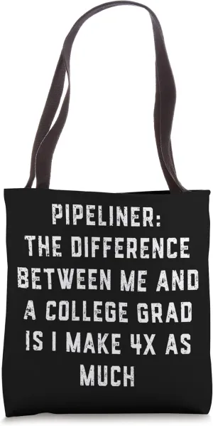 4x Pipeliner College Money Welds Pipeline Trade School Funny Tote Bag