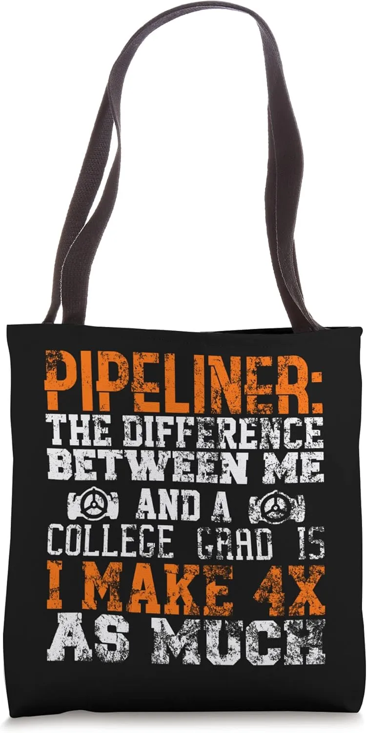 4x Pipeliner College Money Welds Pipeline Trade School Funny Tote Bag