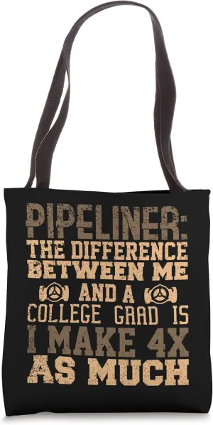 4x Pipeliner College Money Welds Pipeline Trade School Funny Tote Bag