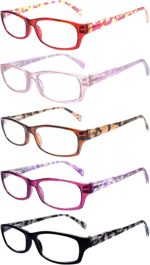 5 Pack Reading Glasses for Women, Blue Light Blocking Computer Readers, Ease Blurry Vision Dry Eyes Anti UV Glare