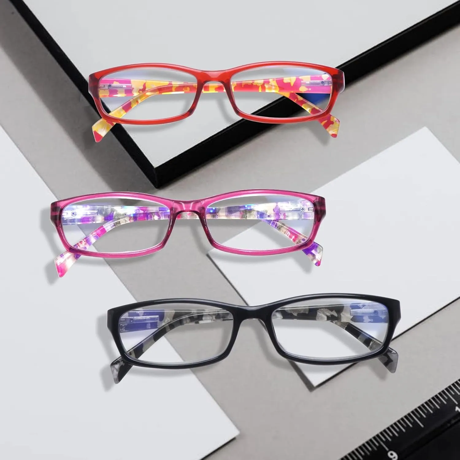 5 Pack Reading Glasses for Women, Blue Light Blocking Computer Readers, Ease Blurry Vision Dry Eyes Anti UV Glare