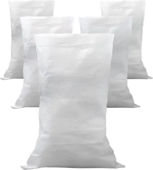 5 x Garden Sacks and Debris in Extra Strong Polypropylene - 105 x 55 cm - Multipurpose Bag for Packaging, Vegetables, Sand, Rubble, DIY - Storage Box - White