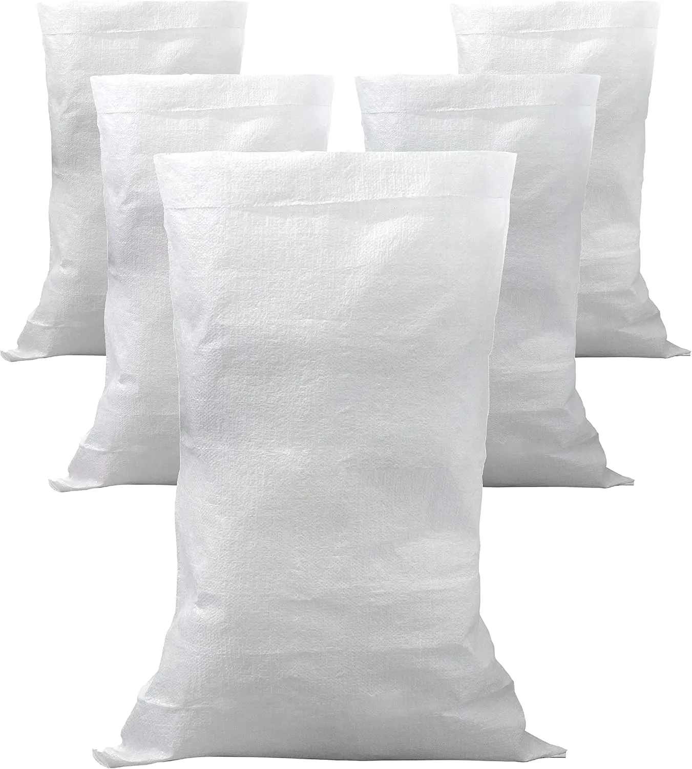 5 x Garden Sacks and Debris in Extra Strong Polypropylene - 105 x 55 cm - Multipurpose Bag for Packaging, Vegetables, Sand, Rubble, DIY - Storage Box - White