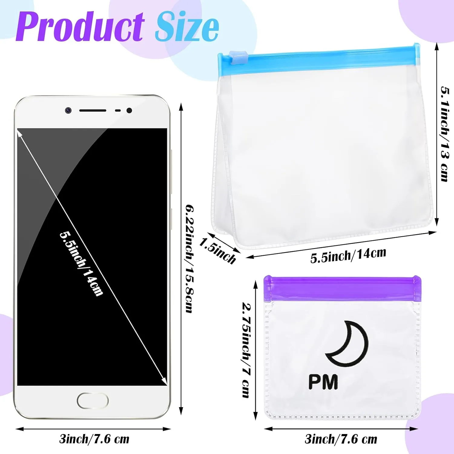 56 Pcs AM PM Pill Pouches Bags Travel Pill Bags Zippered Medicine Organizer Day and Night Pill Bag Reusable Plastic Pill Baggies with Slide Lock Monthly Pill Organizer 2 Times a Day (Blue, Purple)