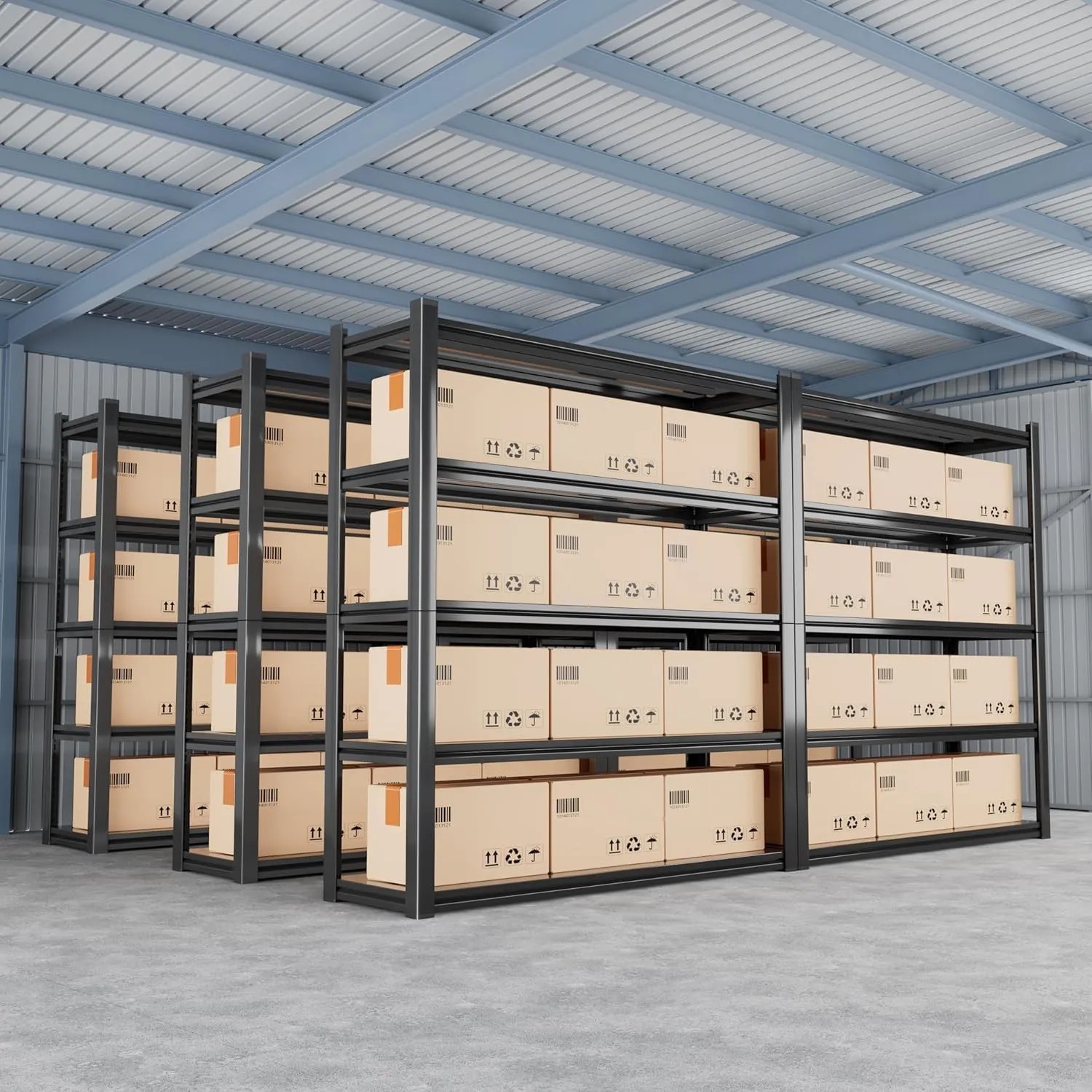 72" H Garage Shelving 2000LBS Heavy Duty Storage Shelves Adjustable 5 Tier Metal Shelves for Storage Garage Industrial Shelving Utility Racks,16" D x35.5 Wx72 H,Black