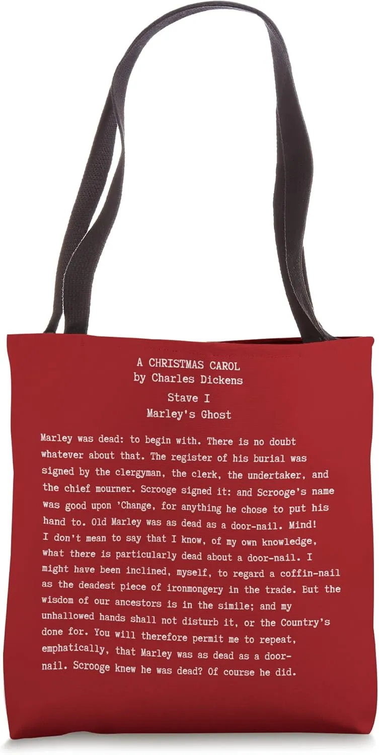 A Christmas Carol Charles Dickens Book Reader Gift Marley's Tote Bag