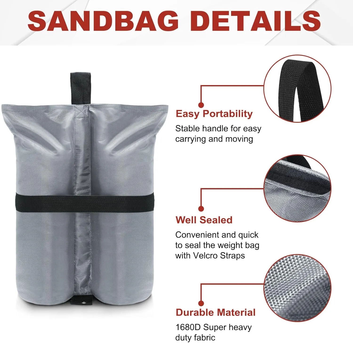 ABCCANOPY Heavy Duty Weight Bags, 185lb (Grey)