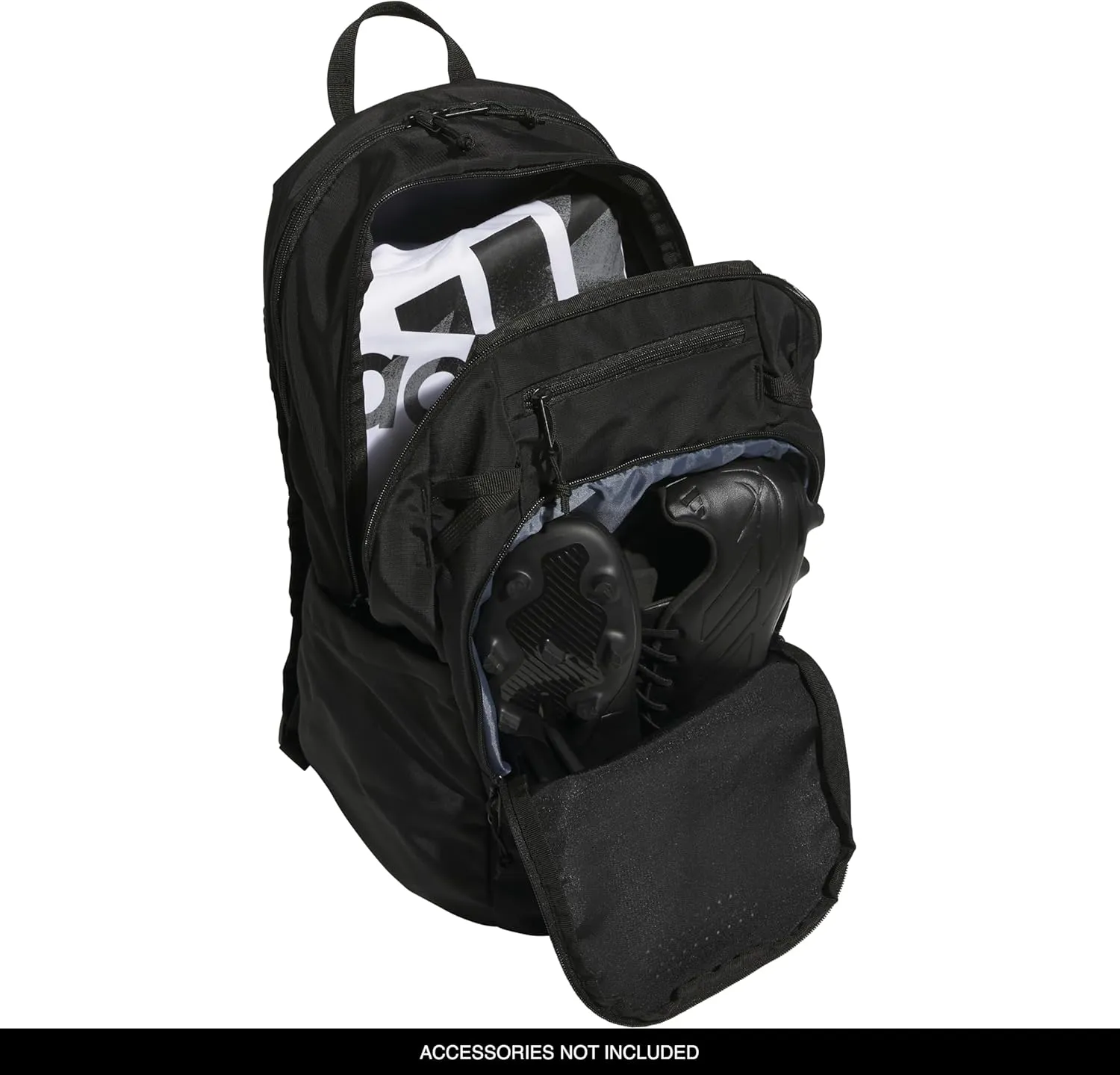 adidas Defender 5 Team Sports Backpack (33L) Durable Large Athletic Gym Laptop Travel Bag, Black/White, One Size