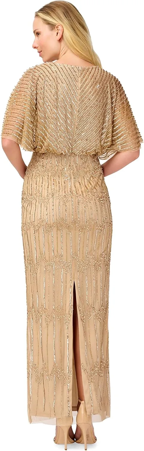 Adrianna Papell Women's Beaded Surplice Gown