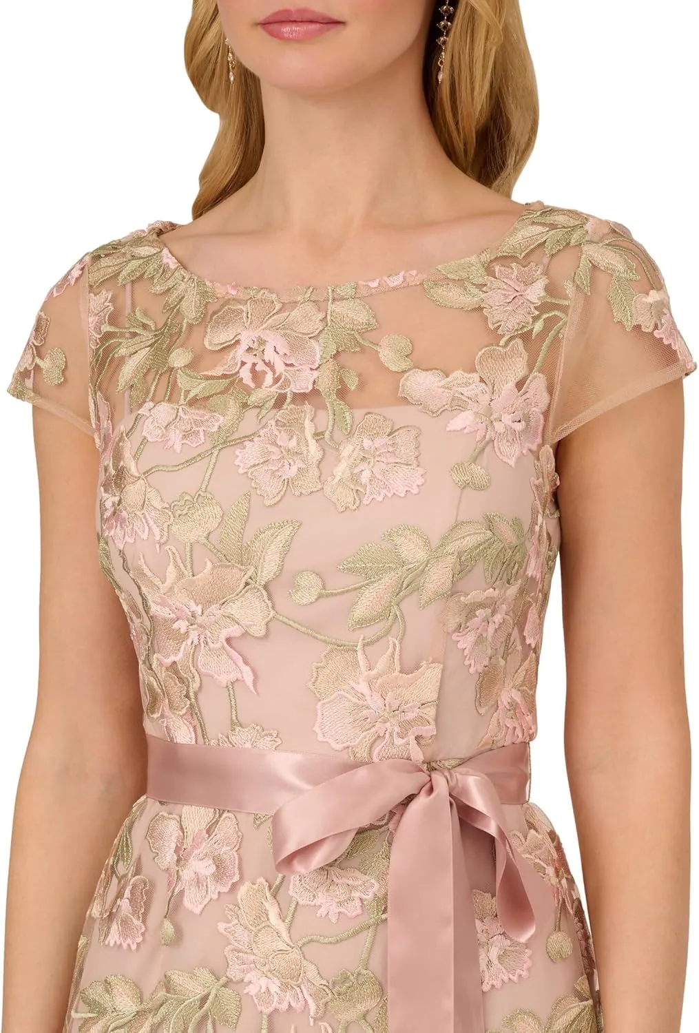 Adrianna Papell Women's Cascading Floral Colmn Gwn