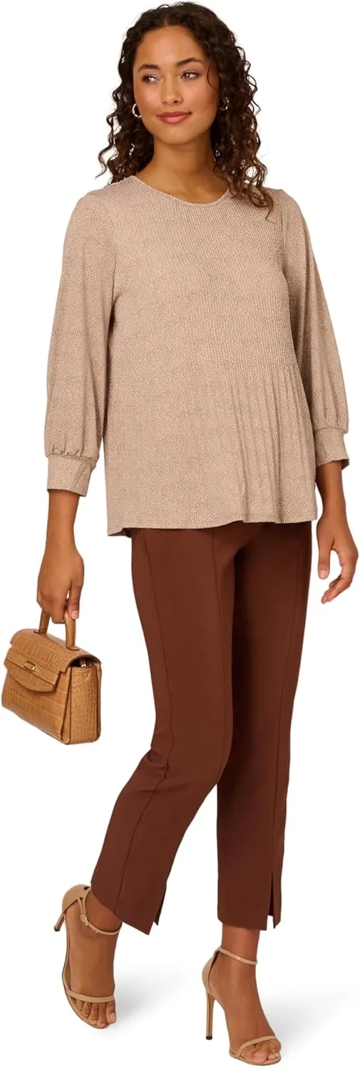 Adrianna Papell Women's Print Knit Pleated Trapeze Top