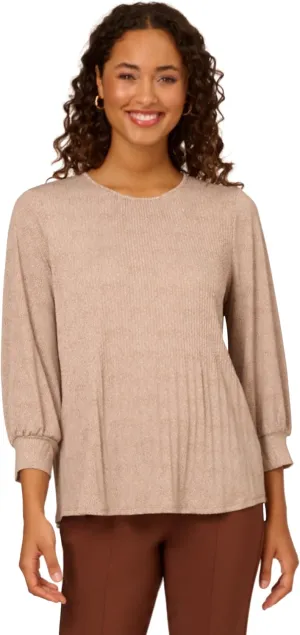 Adrianna Papell Women's Print Knit Pleated Trapeze Top
