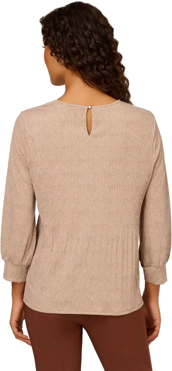 Adrianna Papell Women's Print Knit Pleated Trapeze Top