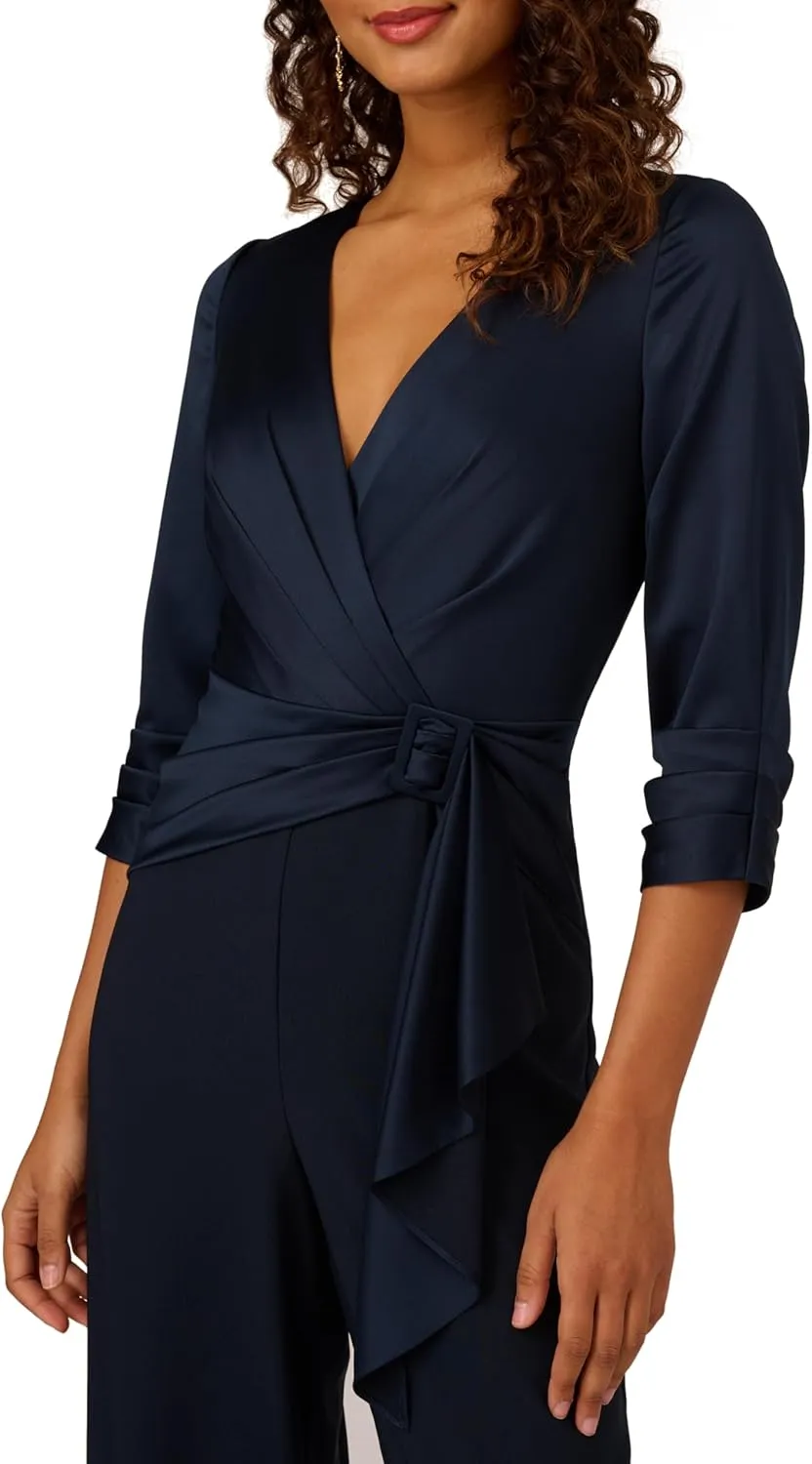 Adrianna Papell Womens Satin Crepe Jumpsuit