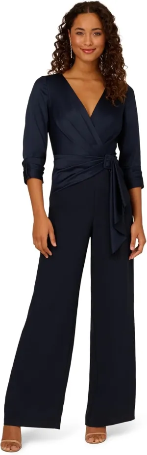 Adrianna Papell Womens Satin Crepe Jumpsuit