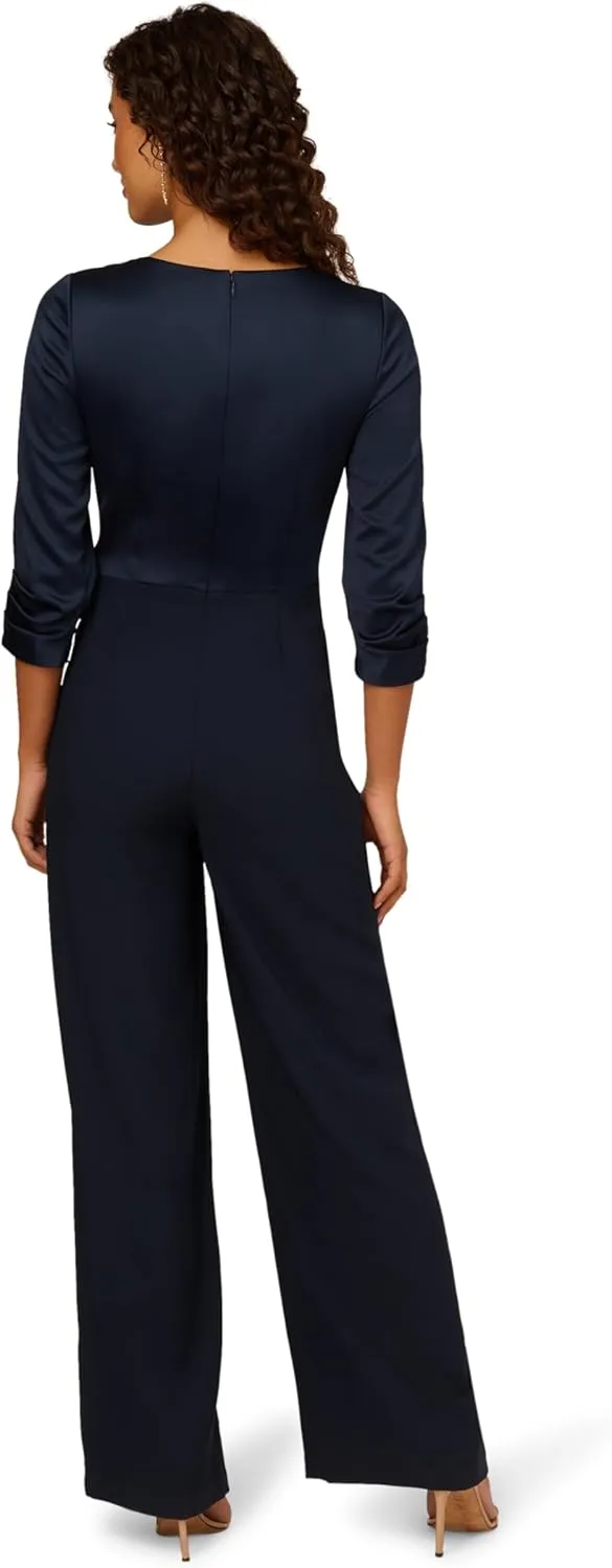 Adrianna Papell Womens Satin Crepe Jumpsuit