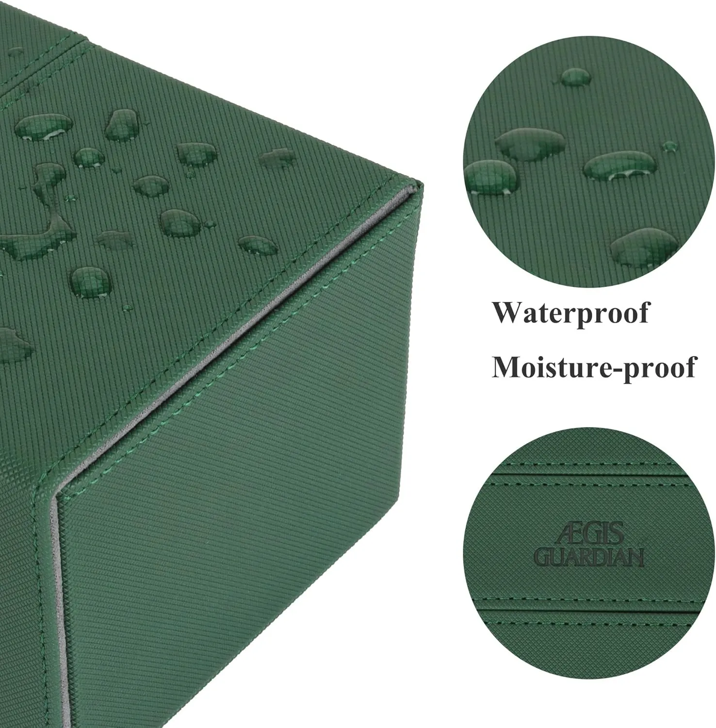 AEGIS GUARDIAN Card Deck Box for MTG with 3 Tray Commander Deck Box Hold 200  Double Sleeved Cards, PU Leather 7 Strong Magnets Card Storage Box Deck Game Case for TCG CCG, Green