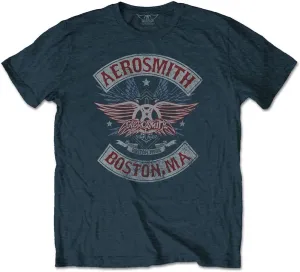 Aerosmith Men's Boston Pride Cotton Short Sleeves Tee Shirt (Boston Pride Denim Blue, Large)