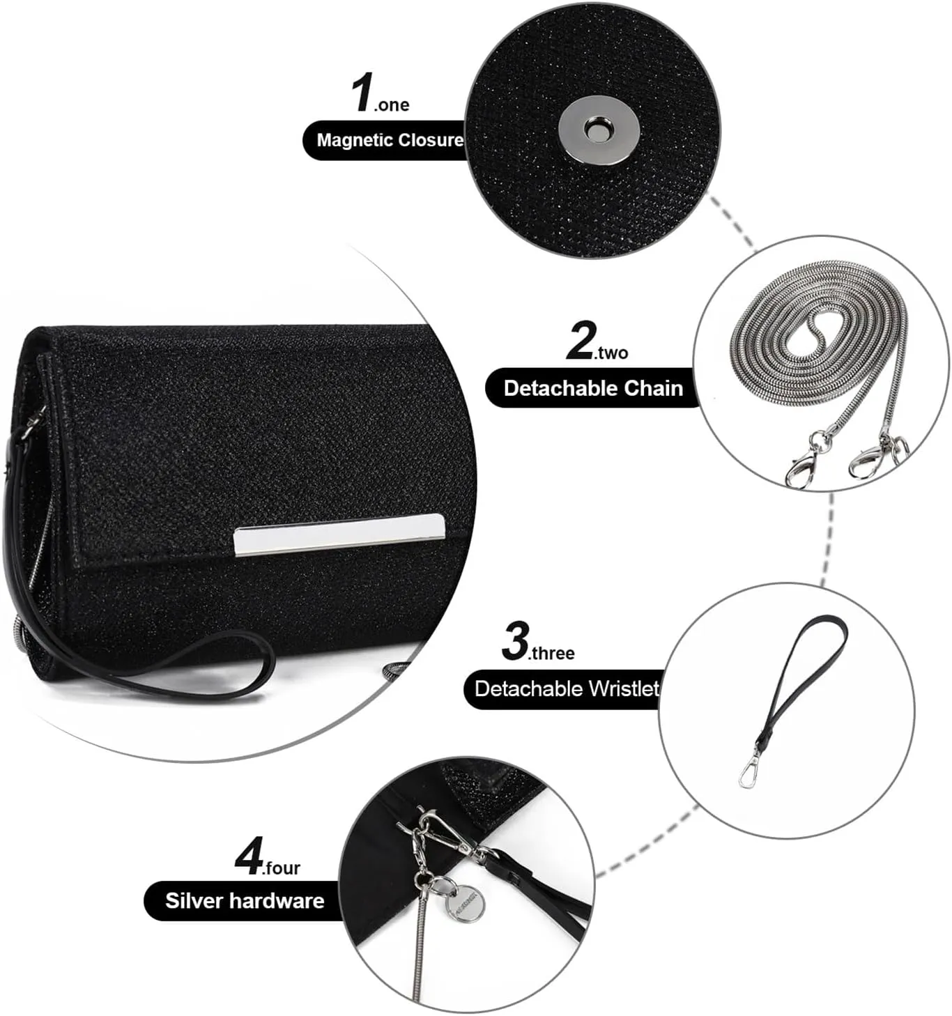 AFKOMST Small Clutch Purses for Women Formal Evening Bag Crossbody and Wristlet Handbags for Party Prom Cocktail Wedding