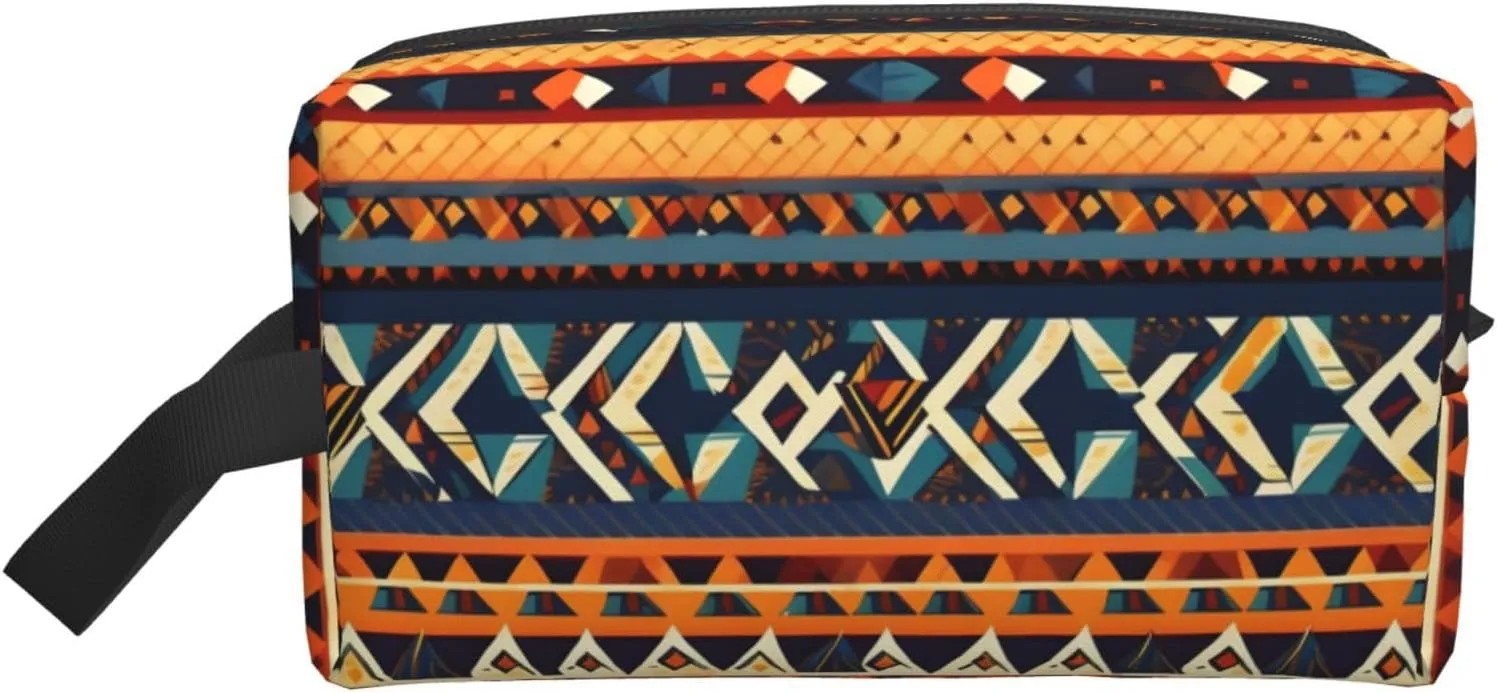 African National Patterns Print Toiletries Makeup and Daily Essentials Large Capacity Zippered Storage Travel Bag