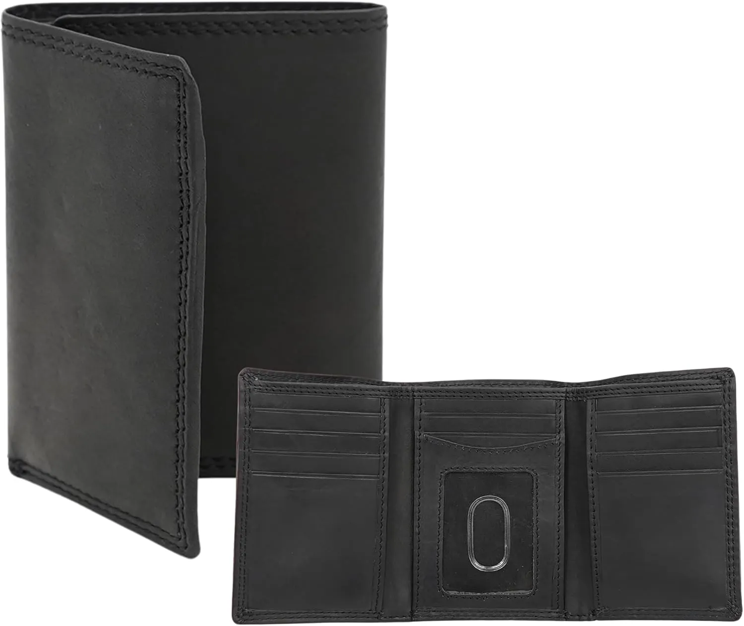AG Wallets RFID Blocking Wallet for Men - Trifold Minimalist Slim Wallet with 10 Credit Card Slots & 3 Side Slots - 100% Genuine Leather Travel Wallet - Secure Compact Wallet - Black