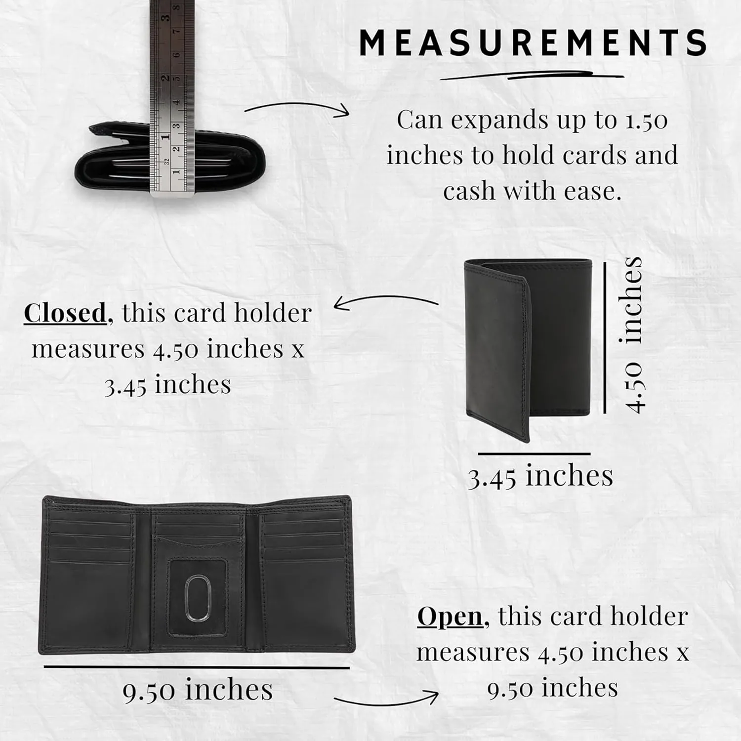 AG Wallets RFID Blocking Wallet for Men - Trifold Minimalist Slim Wallet with 10 Credit Card Slots & 3 Side Slots - 100% Genuine Leather Travel Wallet - Secure Compact Wallet - Black