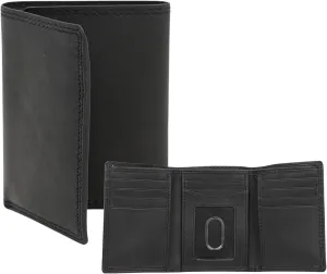 AG Wallets RFID Blocking Wallet for Men - Trifold Minimalist Slim Wallet with 10 Credit Card Slots & 3 Side Slots - 100% Genuine Leather Travel Wallet - Secure Compact Wallet - Black