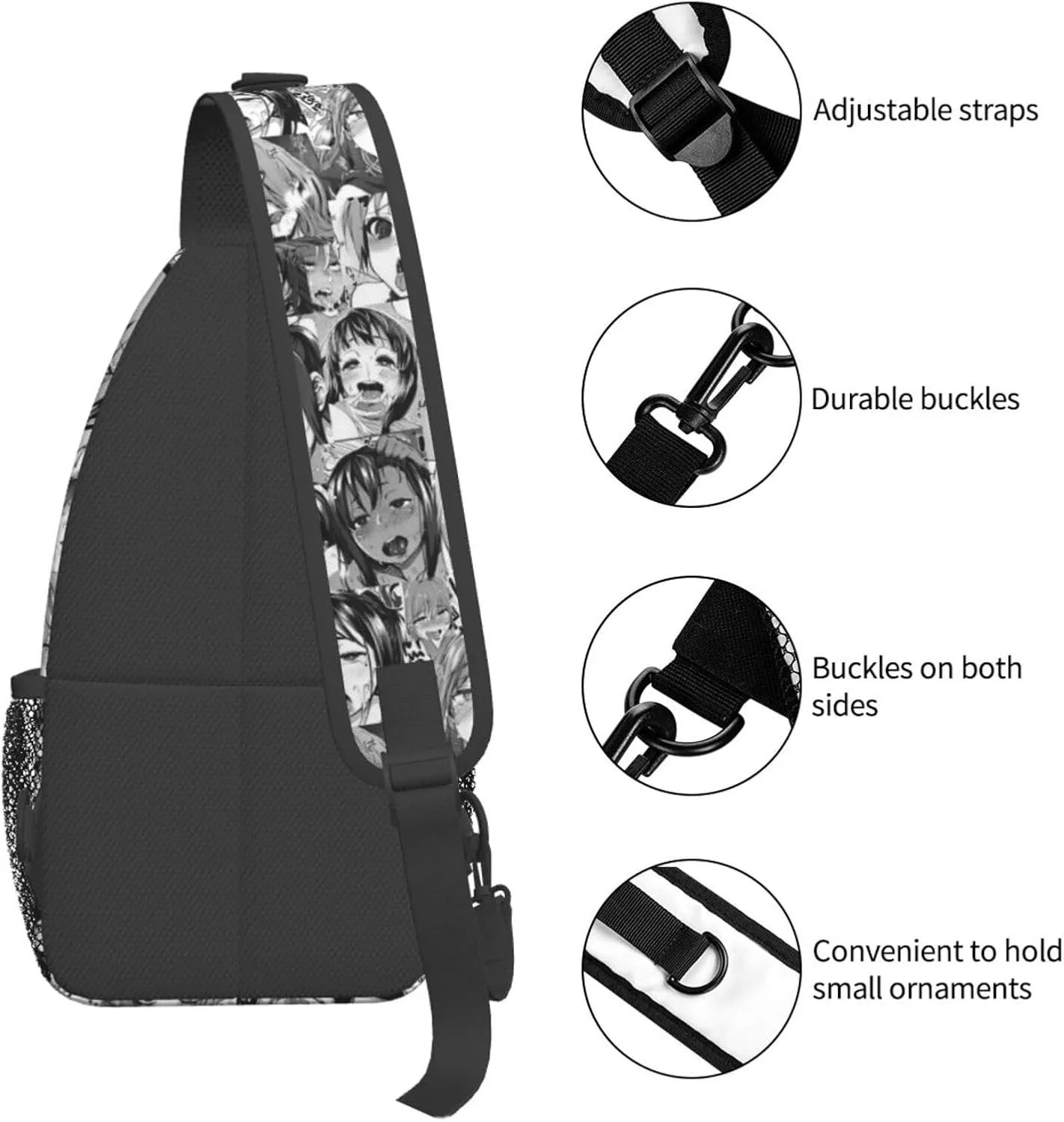 Ahegao Sling Backpack Chest Bag Crossbody Shoulder Bag Gym Cycling Travel Hiking Daypack For Men Women