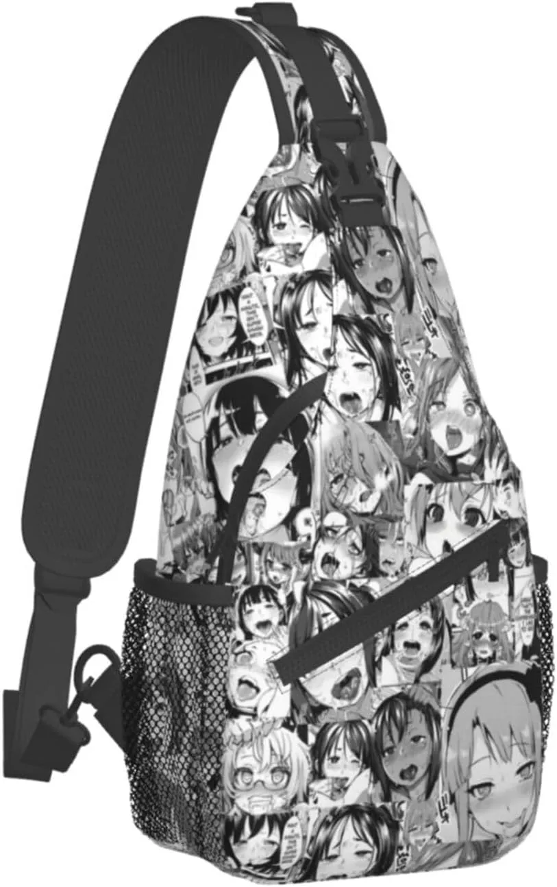 Ahegao Sling Backpack Chest Bag Crossbody Shoulder Bag Gym Cycling Travel Hiking Daypack For Men Women