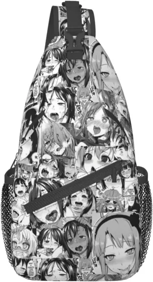 Ahegao Sling Backpack Chest Bag Crossbody Shoulder Bag Gym Cycling Travel Hiking Daypack For Men Women