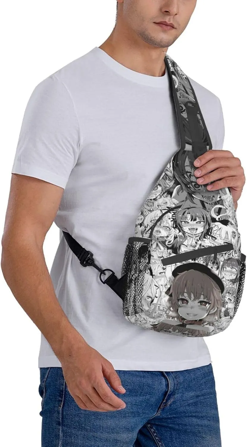 Ahegao Sling Backpack Chest Bag Crossbody Shoulder Bag Gym Cycling Travel Hiking Daypack For Men Women