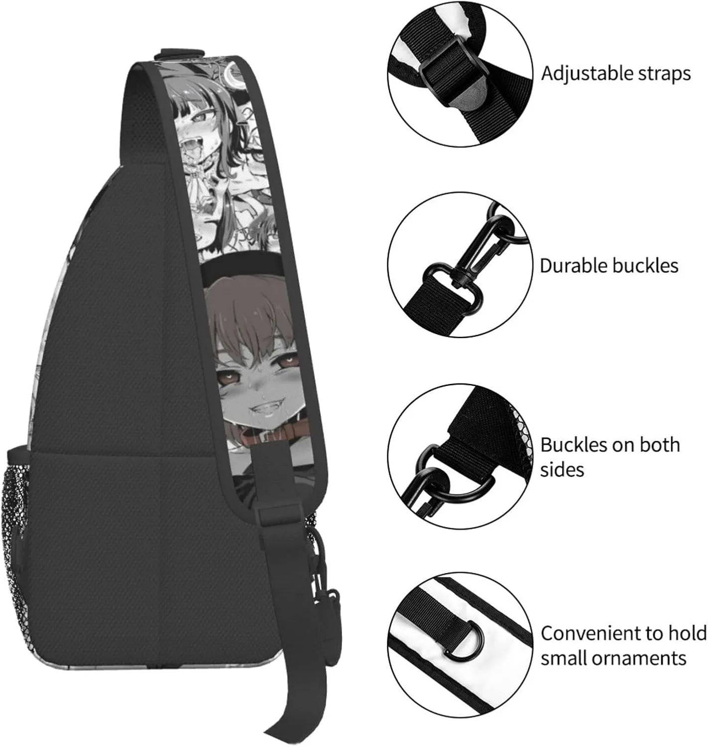 Ahegao Sling Backpack Chest Bag Crossbody Shoulder Bag Gym Cycling Travel Hiking Daypack For Men Women