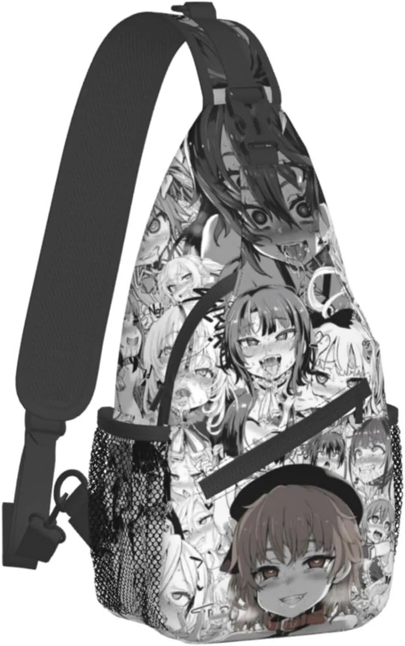 Ahegao Sling Backpack Chest Bag Crossbody Shoulder Bag Gym Cycling Travel Hiking Daypack For Men Women