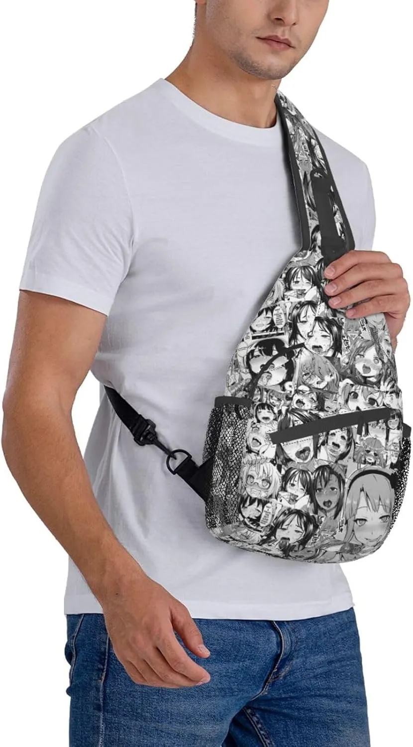 Ahegao Sling Backpack Chest Bag Crossbody Shoulder Bag Gym Cycling Travel Hiking Daypack For Men Women