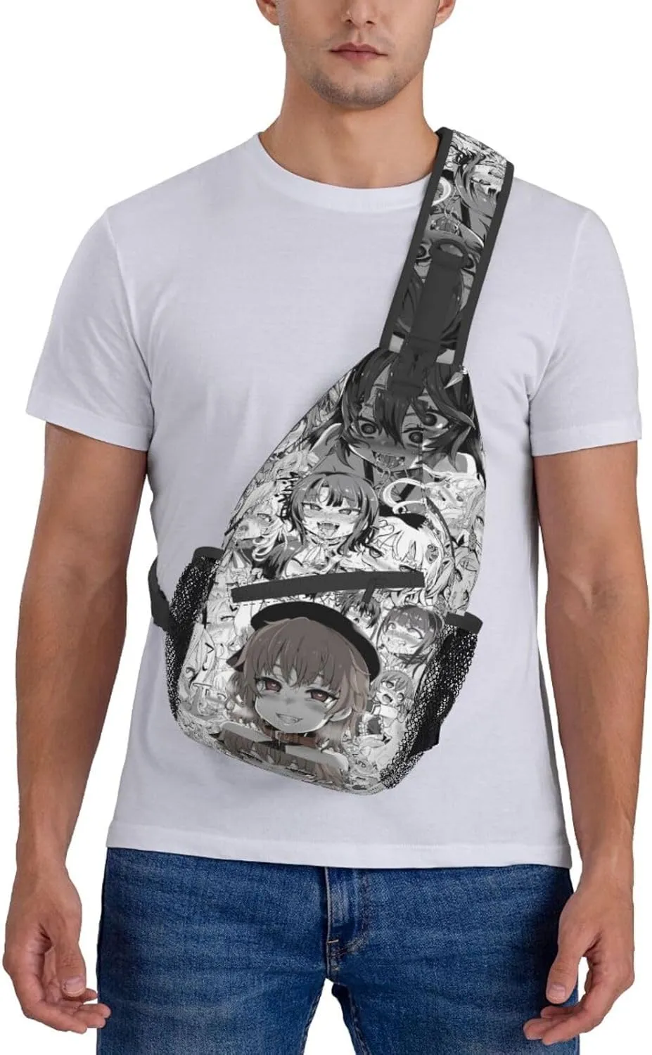Ahegao Sling Backpack Chest Bag Crossbody Shoulder Bag Gym Cycling Travel Hiking Daypack For Men Women