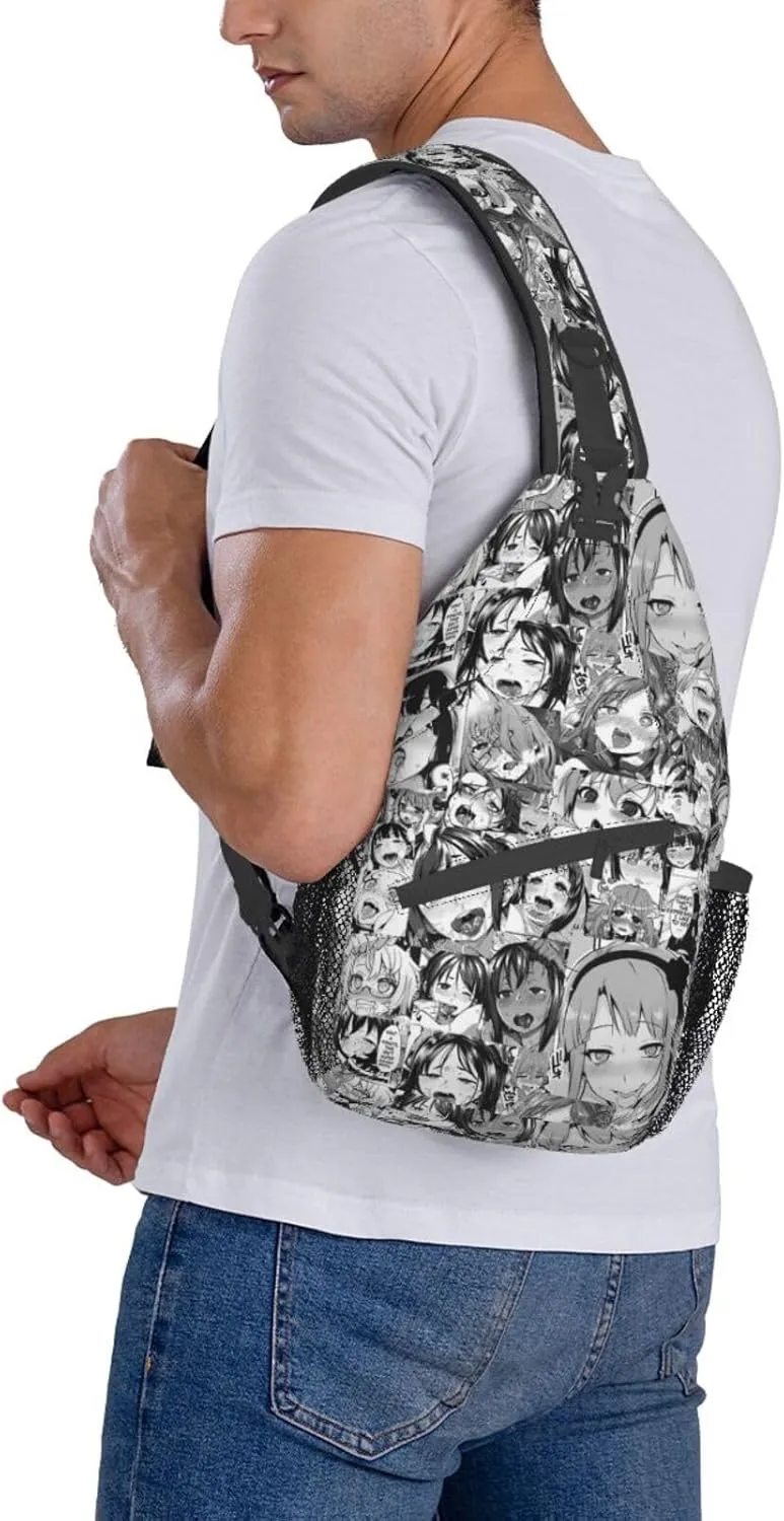Ahegao Sling Backpack Chest Bag Crossbody Shoulder Bag Gym Cycling Travel Hiking Daypack For Men Women