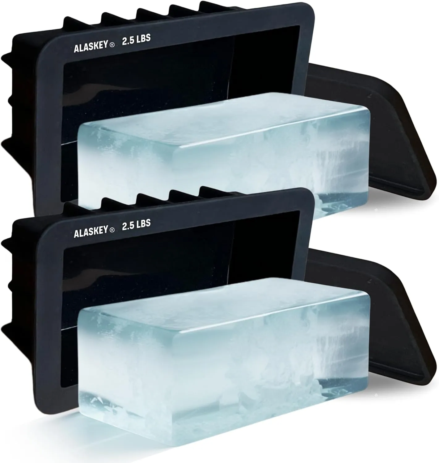 Alaskey® Extra Large Ice Block Mold with Lid (2-Pack) - Shape 2.5 lbs Ice Bricks - Professional Silicone Mold for Crafting Giant Ice Cubes, Ideal for Revitalizing Ice Baths and Coolers