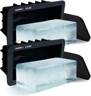 Alaskey® Extra Large Ice Block Mold with Lid (2-Pack) - Shape 2.5 lbs Ice Bricks - Professional Silicone Mold for Crafting Giant Ice Cubes, Ideal for Revitalizing Ice Baths and Coolers