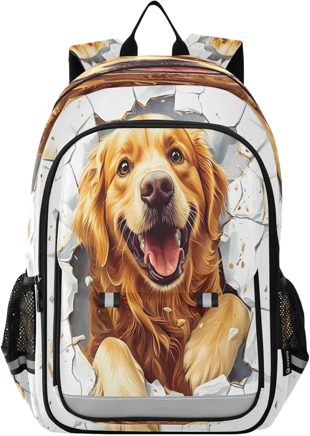 ALAZA Grinning Golden Retriever Dog School Backpacks Travel Laptop Bag Kids Bookbag for Girls Boys Teens Women Men191