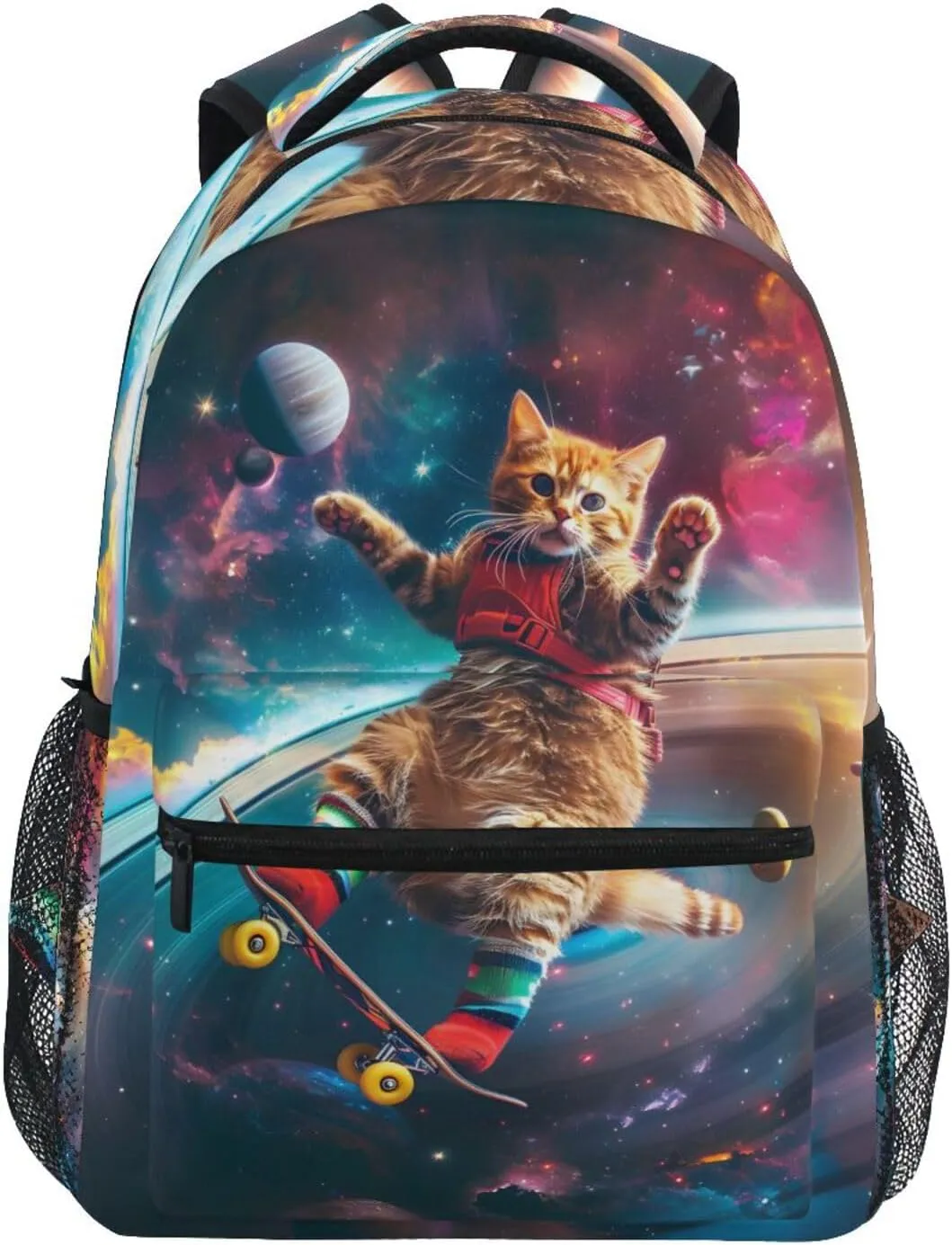 ALAZA Kids Backpack Astronaut Cats Galaxy Bookbag for Girls Boys Elementary School Bag Laptop Personalized Travel Daypack 3rd 4th 5th Grade Rucksack