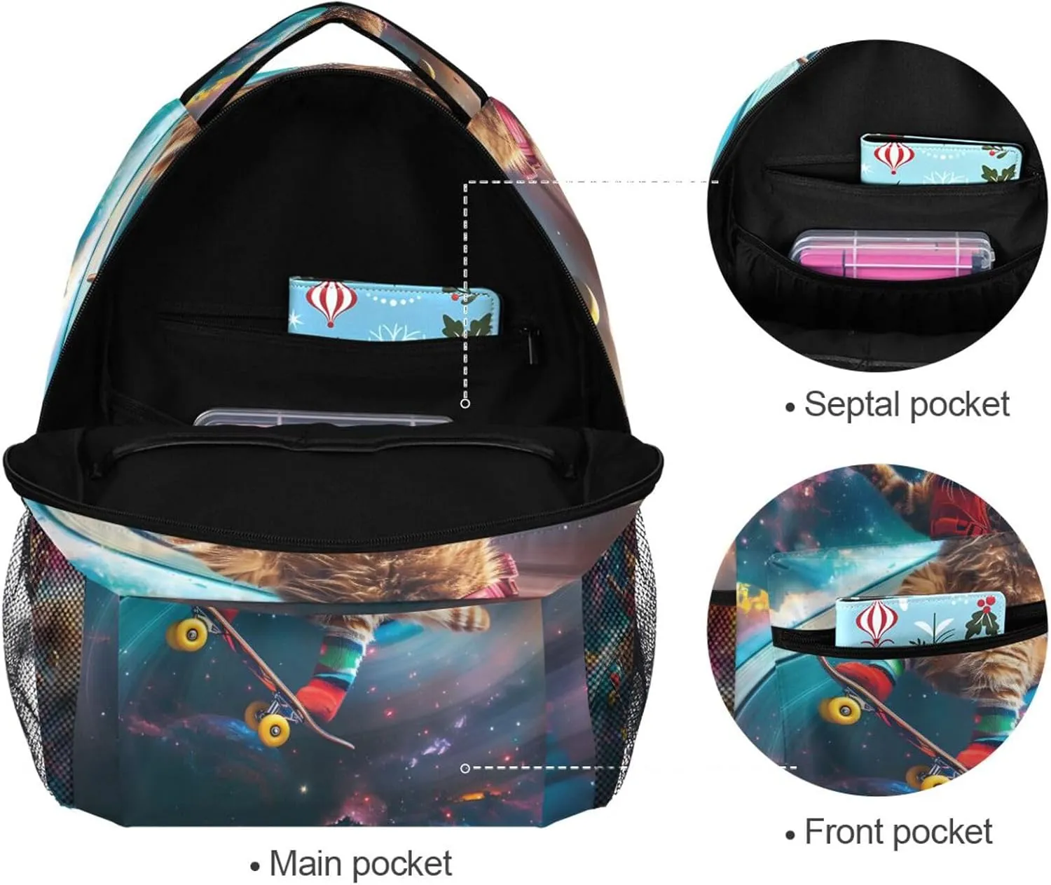 ALAZA Kids Backpack Astronaut Cats Galaxy Bookbag for Girls Boys Elementary School Bag Laptop Personalized Travel Daypack 3rd 4th 5th Grade Rucksack