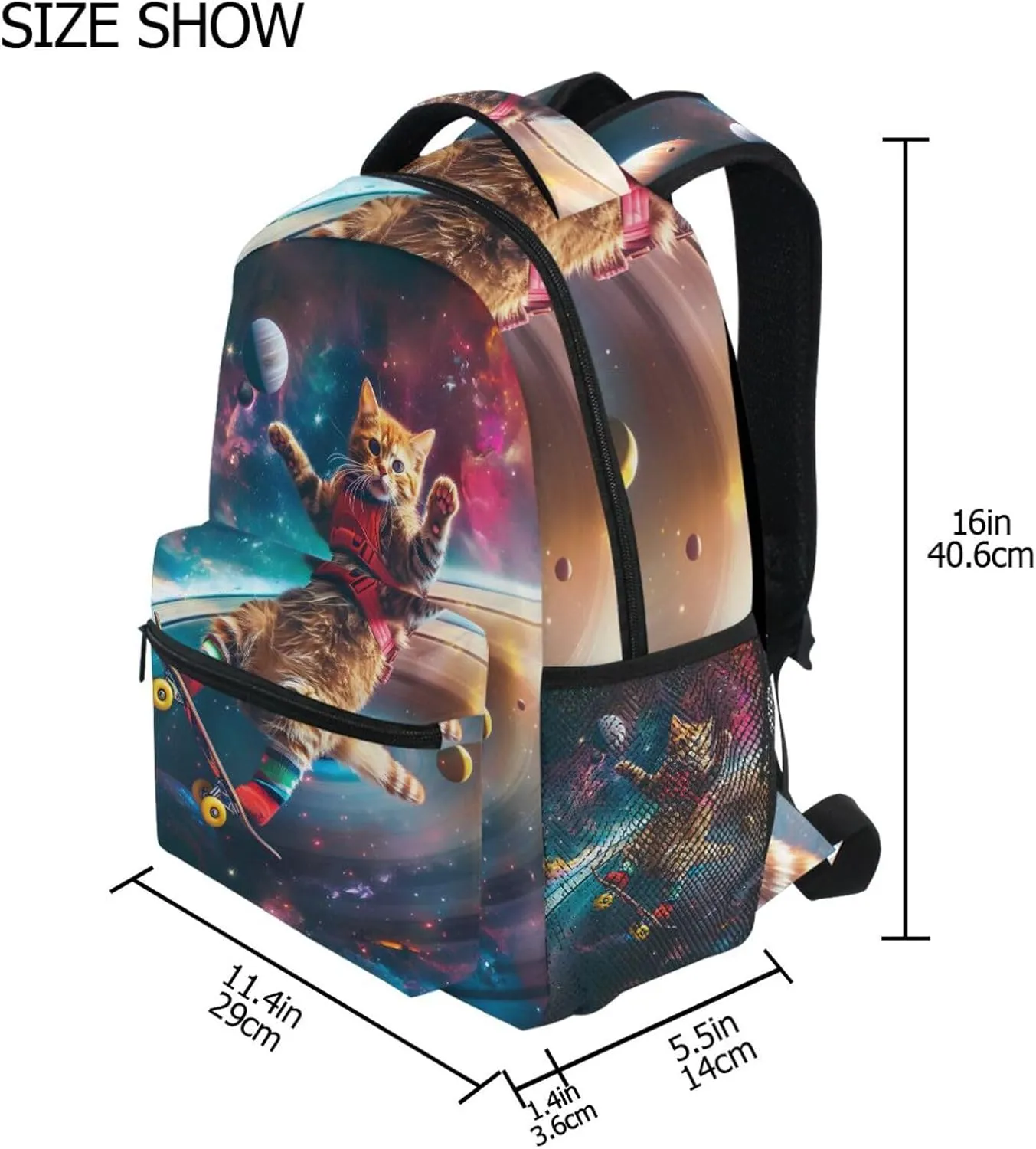 ALAZA Kids Backpack Astronaut Cats Galaxy Bookbag for Girls Boys Elementary School Bag Laptop Personalized Travel Daypack 3rd 4th 5th Grade Rucksack