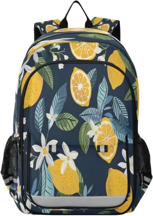 ALAZA Lemon Fruits Lemon Blooms School Backpacks Travel Laptop Bag Kids Bookbag for Girls Boys Teens Women Men