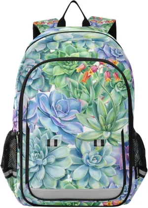 ALAZA Succulents Tropical Plants Laptop Backpack Purse for Women Men School Bag 17 Inch Bookbag Student Boys Girls Travel Casual Daypack