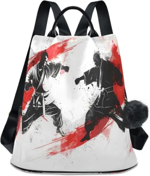 ALAZA Two Karate Master Battle Backpack Purse for Women Anti Theft Travel Bag Fashion Back Pack Shoulder Bag Handbag