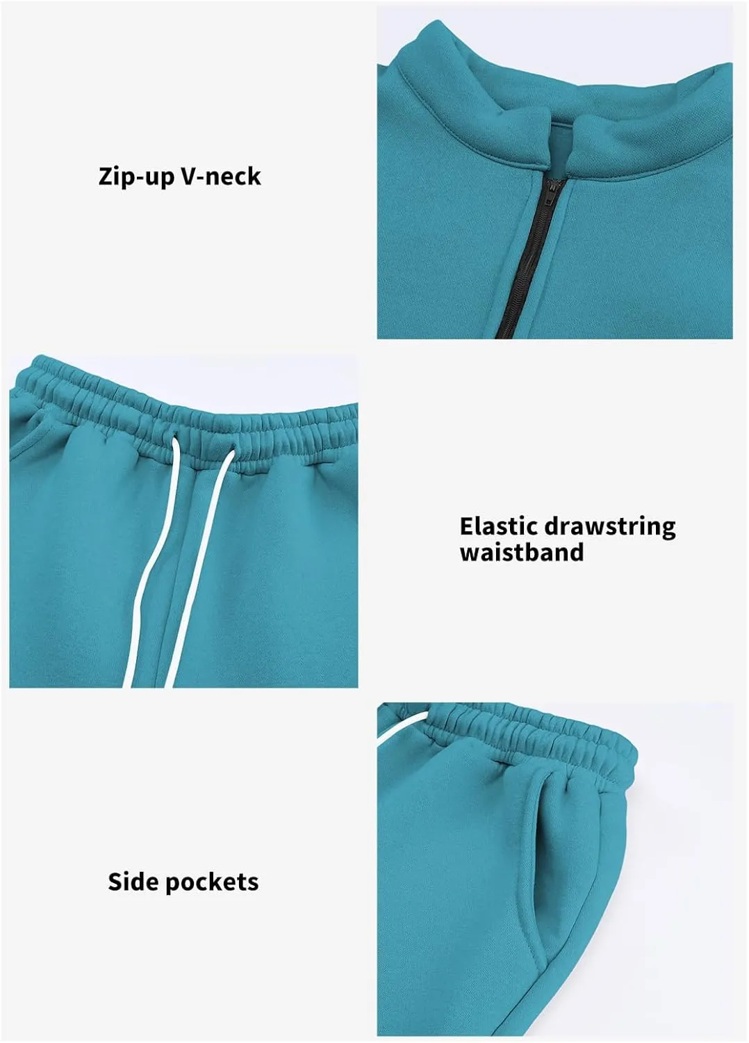 Aleumdr Women 2 Piece Outfits Sweatsuit Oversized Half Zip Pullover Long Sleeve Sweatshirt Jogger Pants Set with Pockets