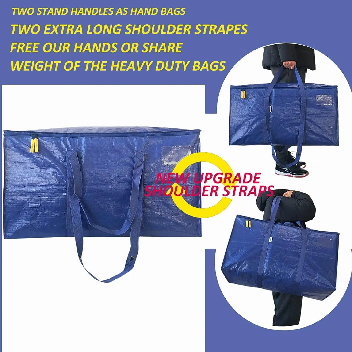 AlexHome Easy Moving Bags Heavy Duty,6 Pack, Extra Large Packing Bags for Moving,Stroage Bags for moving,Large Moving Bags for Clothes,Strong Durable Moving Bags with Handles,Moving Bags,Moving