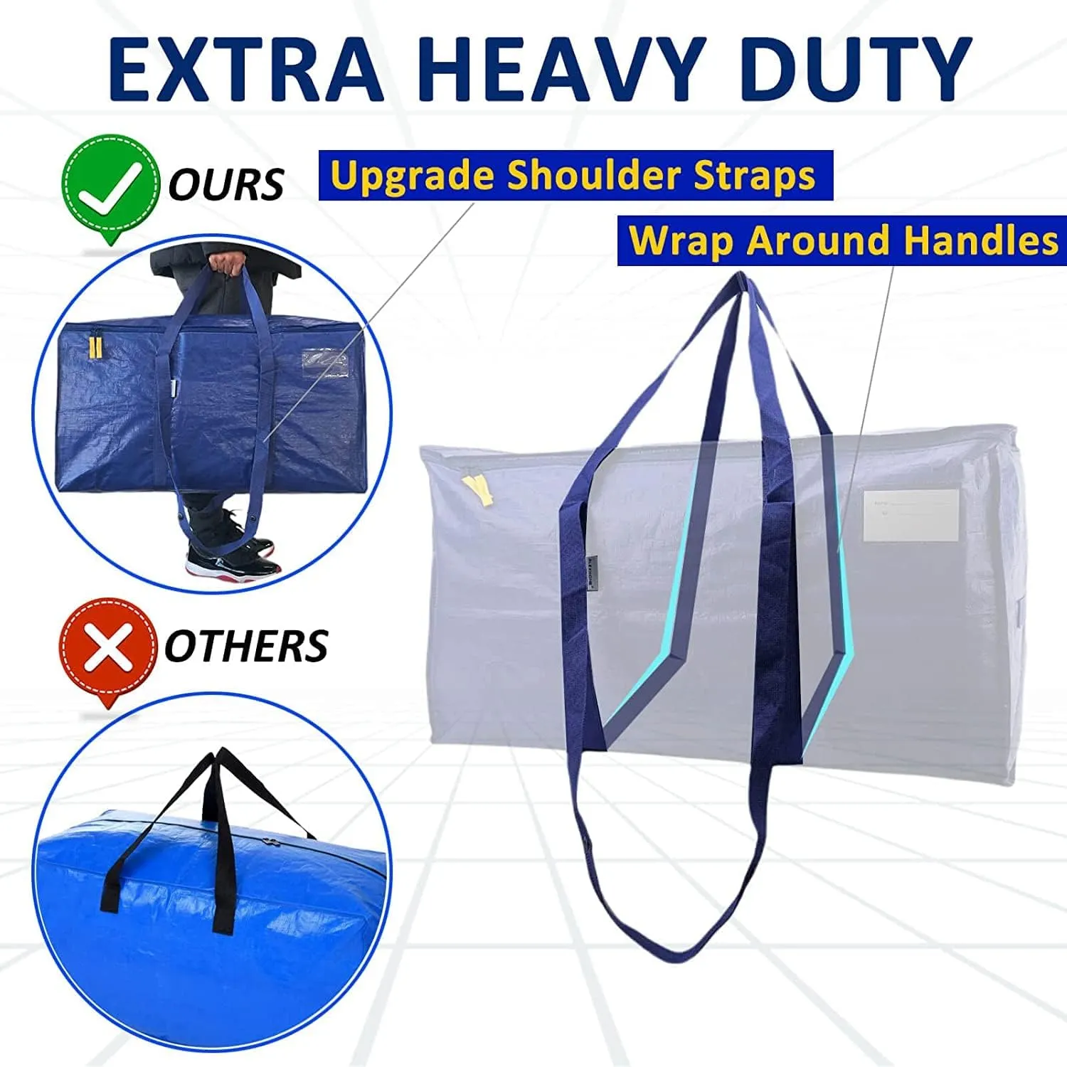 AlexHome Easy Moving Bags Heavy Duty,6 Pack, Extra Large Packing Bags for Moving,Stroage Bags for moving,Large Moving Bags for Clothes,Strong Durable Moving Bags with Handles,Moving Bags,Moving