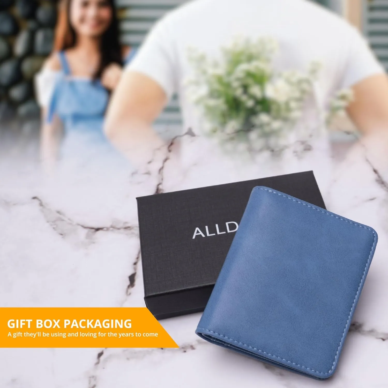 Alldaily Small RFID Wallet for Women Slim Compact Bifold Pocket Ladies Travel Mini Purse (Blue)